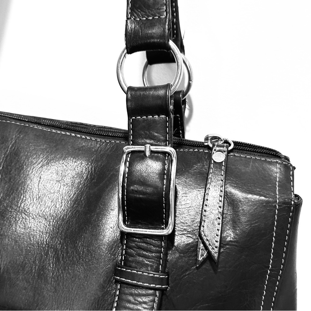 Fossil Black Leather Laptop Tote Bag - Picture 4 of 10